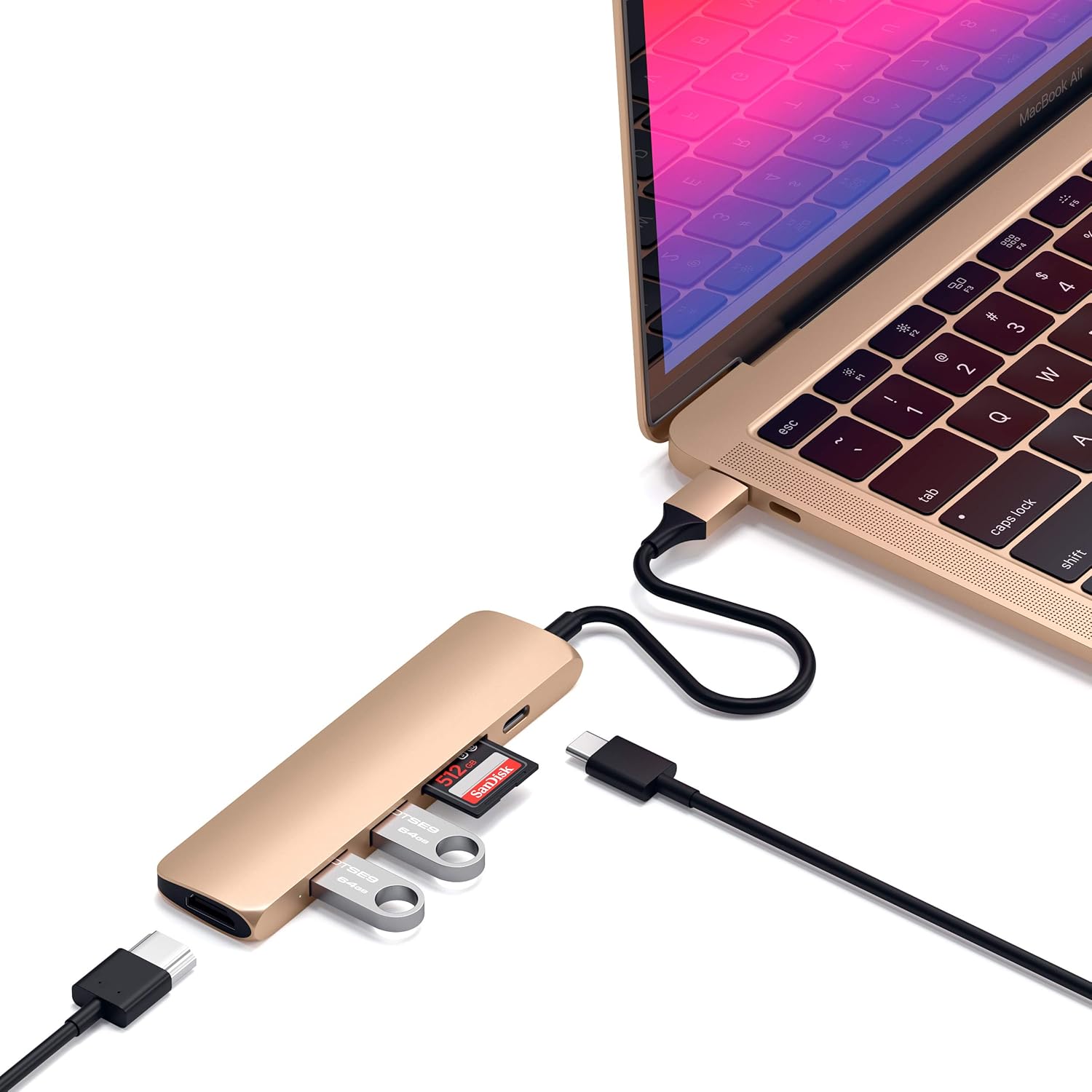 Satechi Slim Aluminum Type-C Multi-Port Adapter V2 with USB-C PD, 4K HDMI (60Hz), Micro/SD Card Readers, USB 3.0 - Compatible with 2020 MacBook Pro/Air M1 (Space Gray)