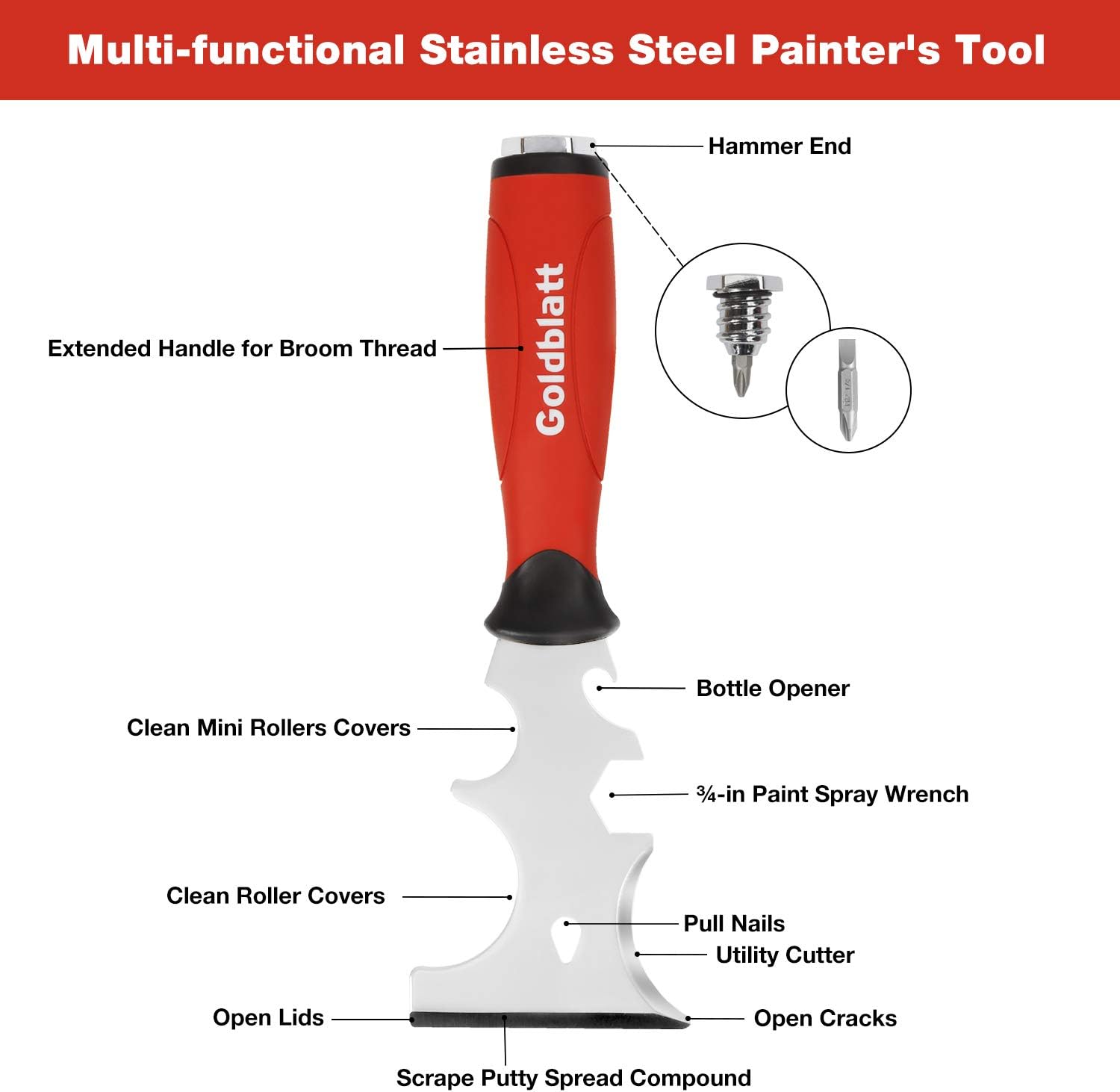 Goldblatt Drywall Hand Tool Kit - Joint Knives, Taping Knives, Paniter Scraper, Mud Pan Pack of 2