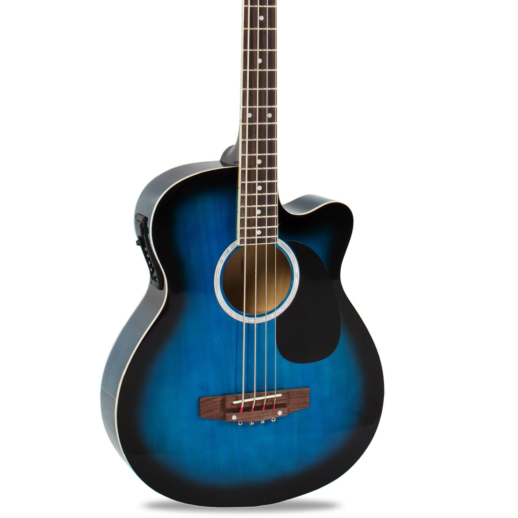 Best Choice Products Blue Acoustic Electric Bass Guitar with Equalizer Solid Construction