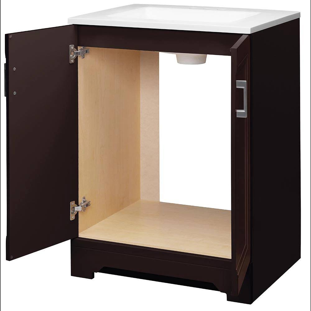 Glacier Bay Willowridge 24-1/2 in. W Bath Vanity in Carob with Cultured Marble Vanity Top in White with White Sink