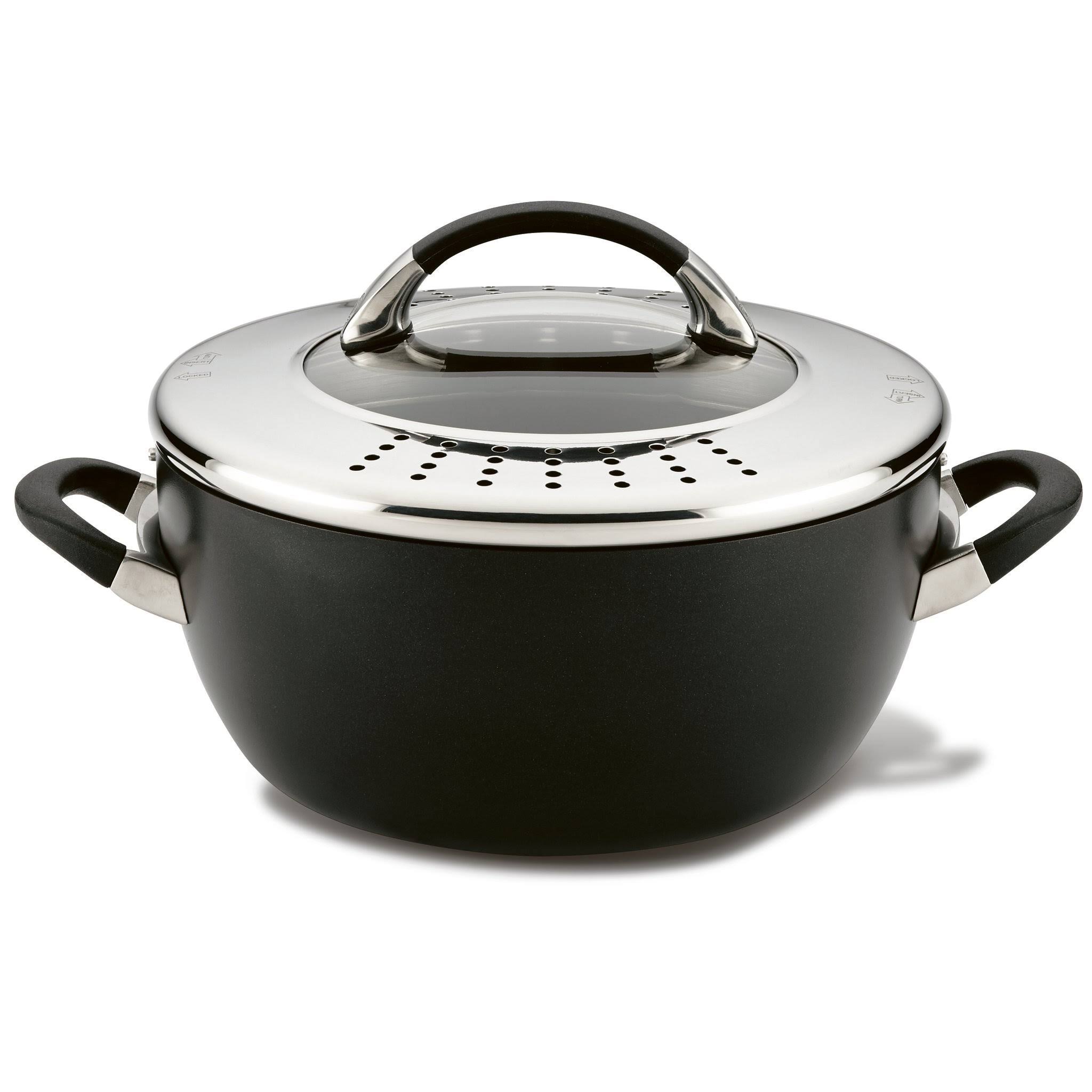 Circulon Black Symmetry Hard Anodized Nonstick Casserole with Locking Straining Lid 5.5 Quart