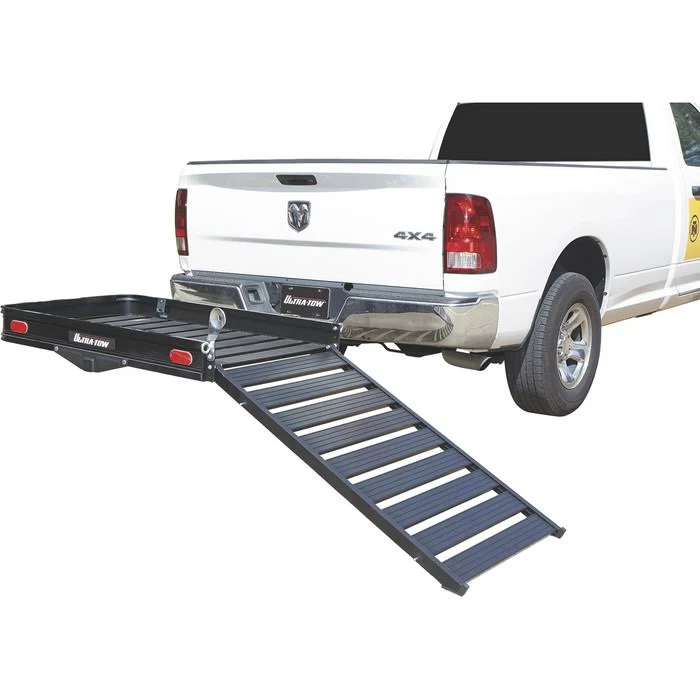 Ultra-Tow Aluminum Hitch Cargo Carrier with Ramp - 500-Lb. Capacity, Black, 60inch x 30inch x 4inch