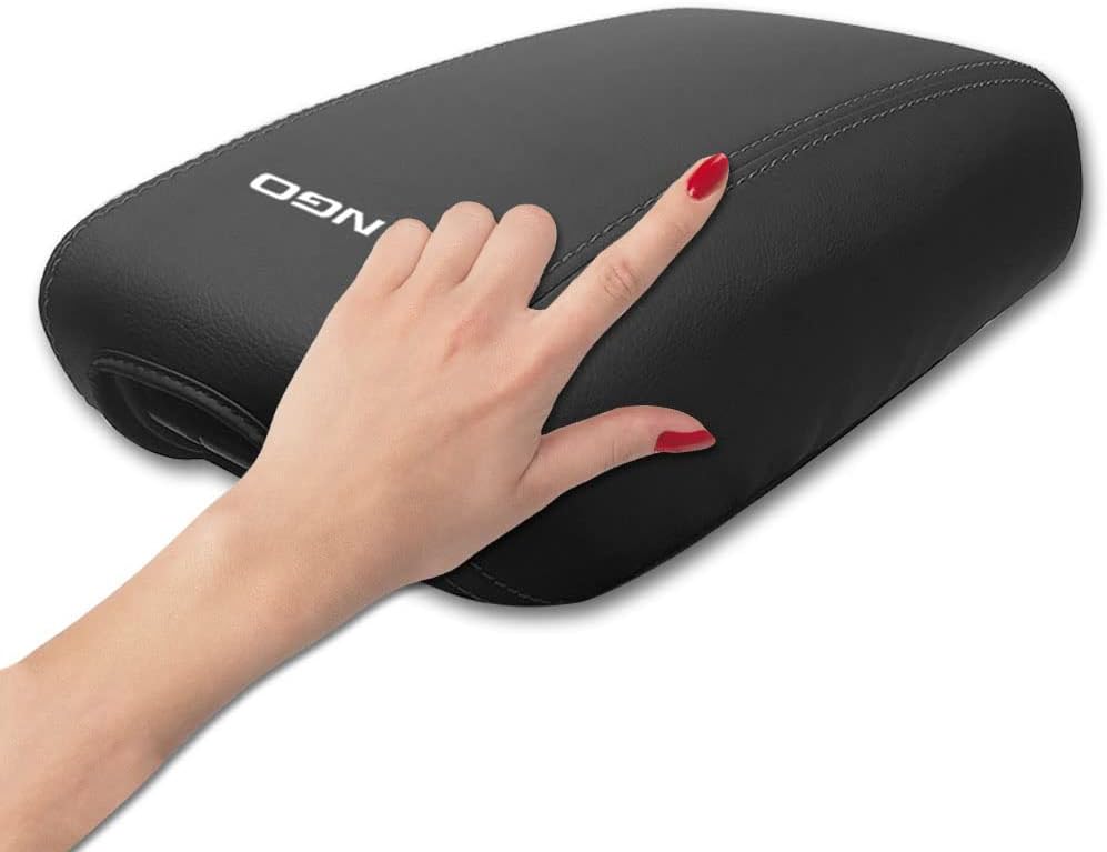 LEXLEY For Dodge 2011-2022 Durango Accessories Front Armrest Box Cover Center Console Pad Waterproof Anti-Scratch Leather Protector Covers-Black Stitches