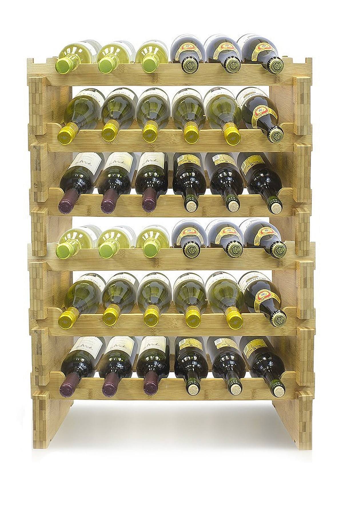 Sorbus 6-Tier Stackable Bamboo Wine Rack