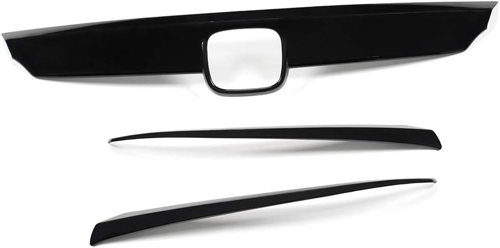 Compatible for Honda Accord 10th Gen Sedan 2018-2019 Gloss Black Front Lip Bumper Upper Grill Molding Trim Cover + Eyelid Cover -3 Pieces Pack of 2