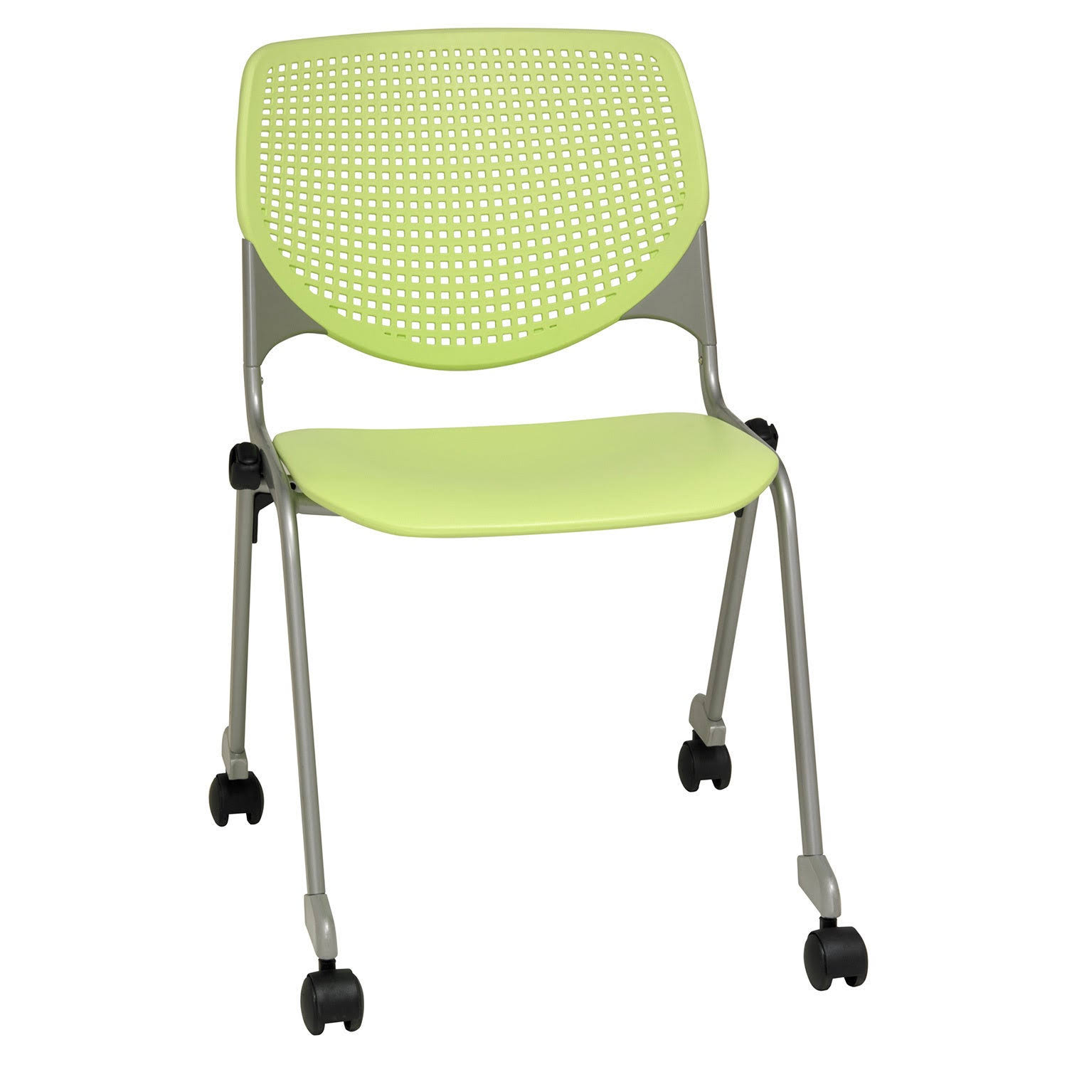 KFI Seating Kool Poly Stack Chair with Casters, Sky Blue