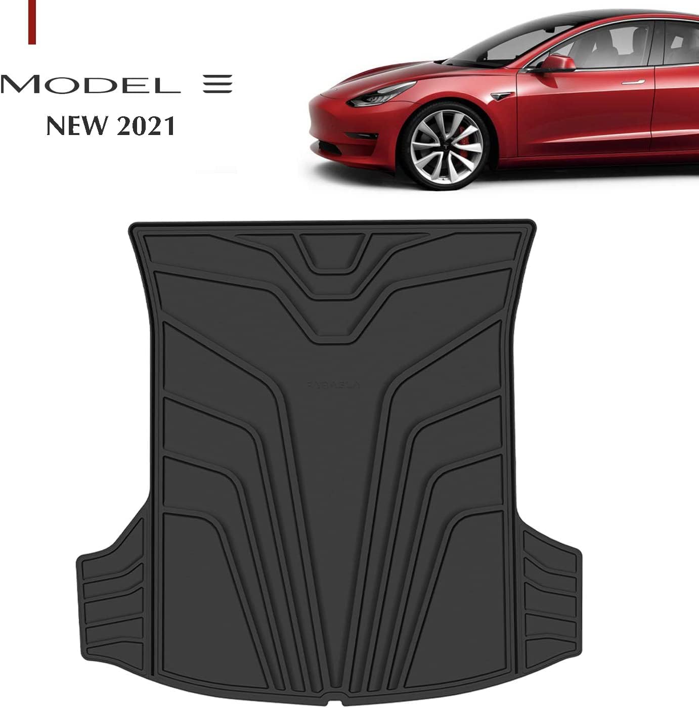 Farasla All Weather Trunk Mats for New 2021 Tesla Model 3 Pack of 2