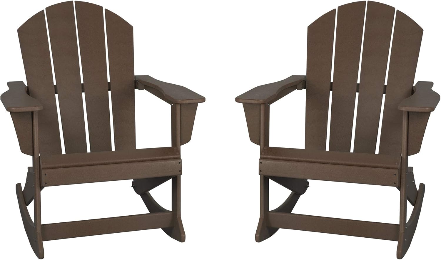 WO 2 PCS Outdoor Classic Rocking Adirondack Chair for Backyard, Lawn, Patio, Deck, Garden, Weather Resistant Polyethylene Plastic Lounger, Turquoise