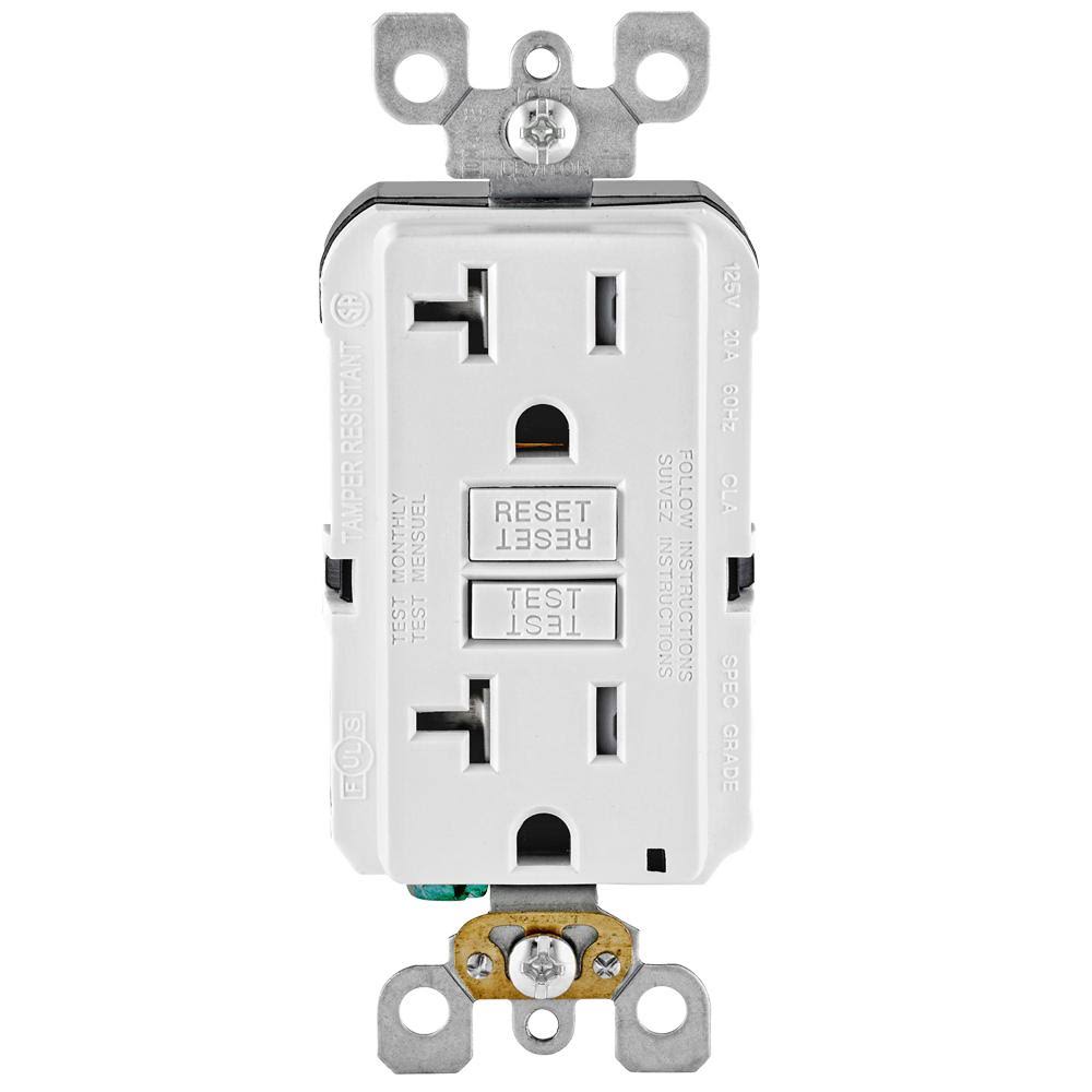 Leviton 20 Amp 125-Volt Duplex Smartest Self-Test SmartlockPro Tamper Resistant GFCI Outlet, White (10-Pack)