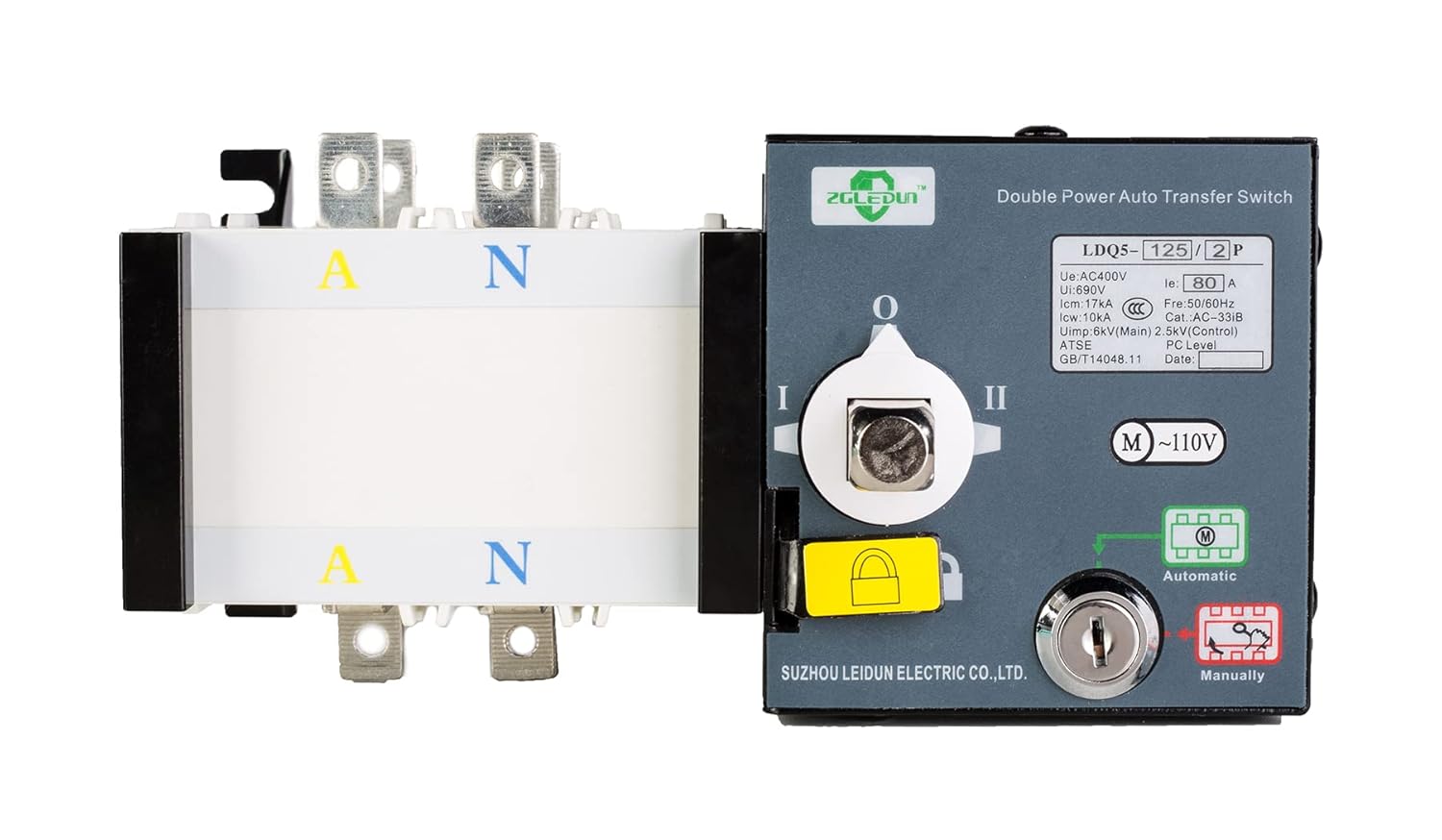 110V AC Automatic Transfer Switch 50/60HZ Dual Electronic Power Controller Electrical Type 2 Pole 125A