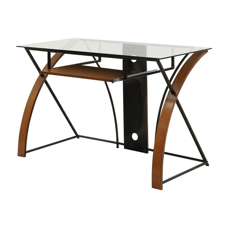 Furniture of America Kyran Modern Computer Desk in Oak and Black