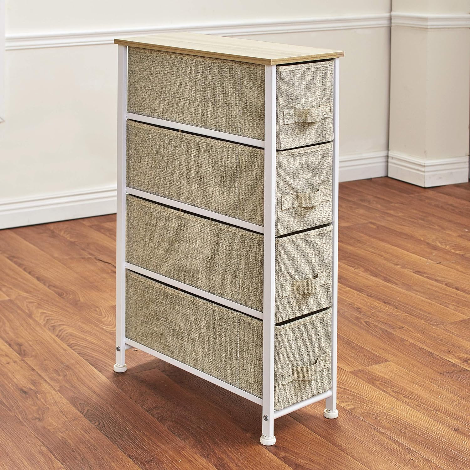 Slim and Space Saving Design 4-Drawer Cabinet - White Pack of 2