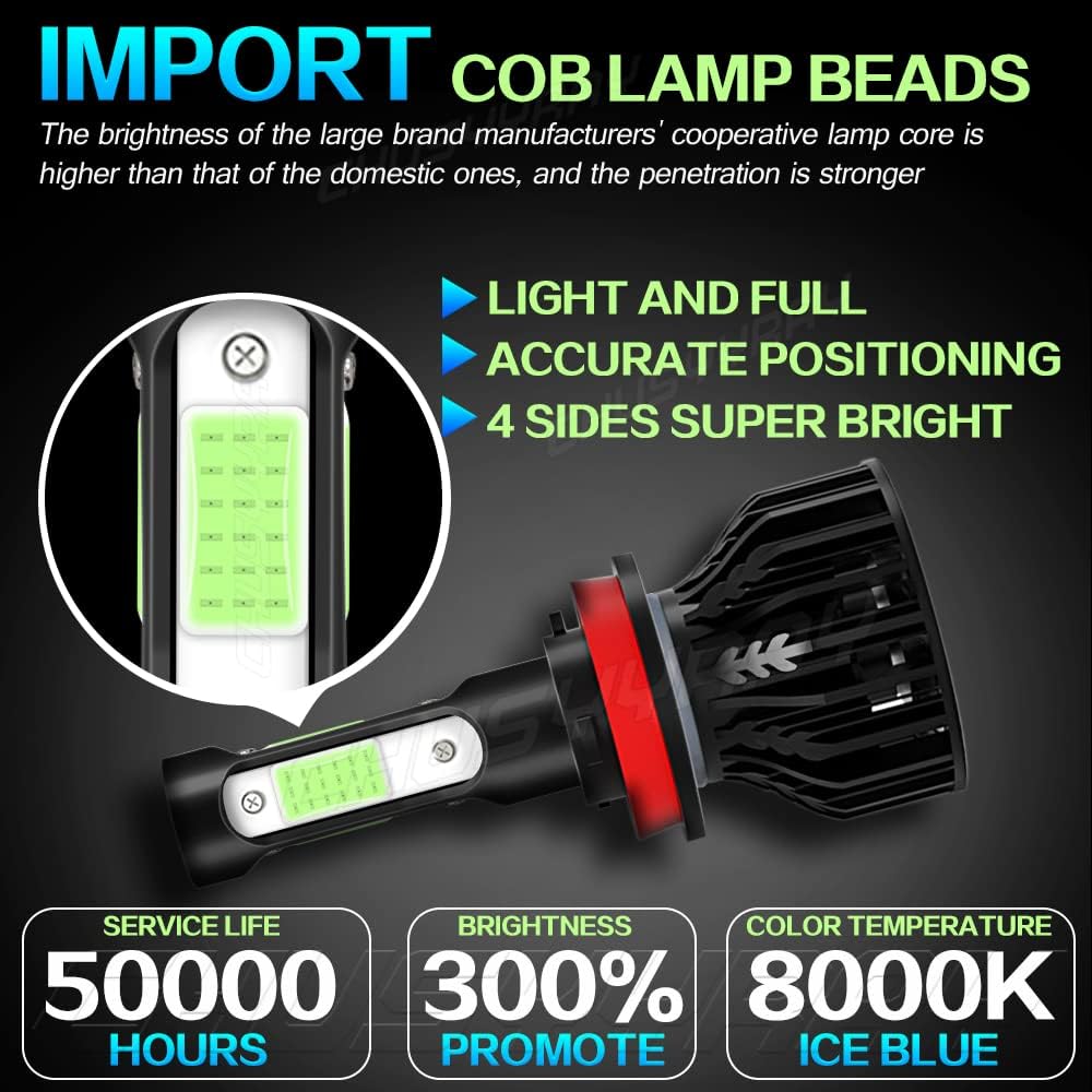 CHUSYYRAY Fit For 2016 2017 2018 2019 TOYOTA TACOMA LED Headlight Bulbs,H9 High Beam and H11 Low Beam,ICE Blue,Pack of 4