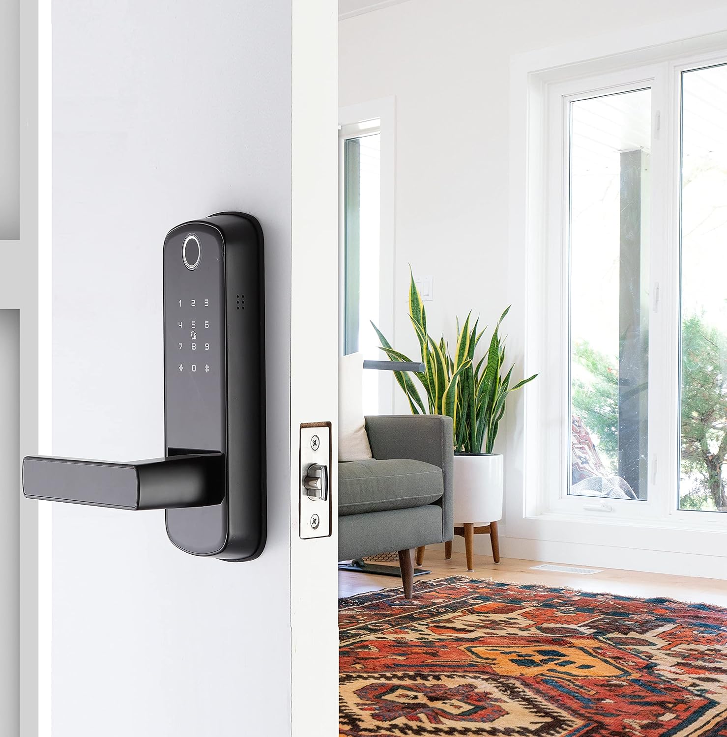 LOCKMINANT Fingerprint Door Lock, Entry Door Lock with Keypad and Biometric Fingerprint ID, Black