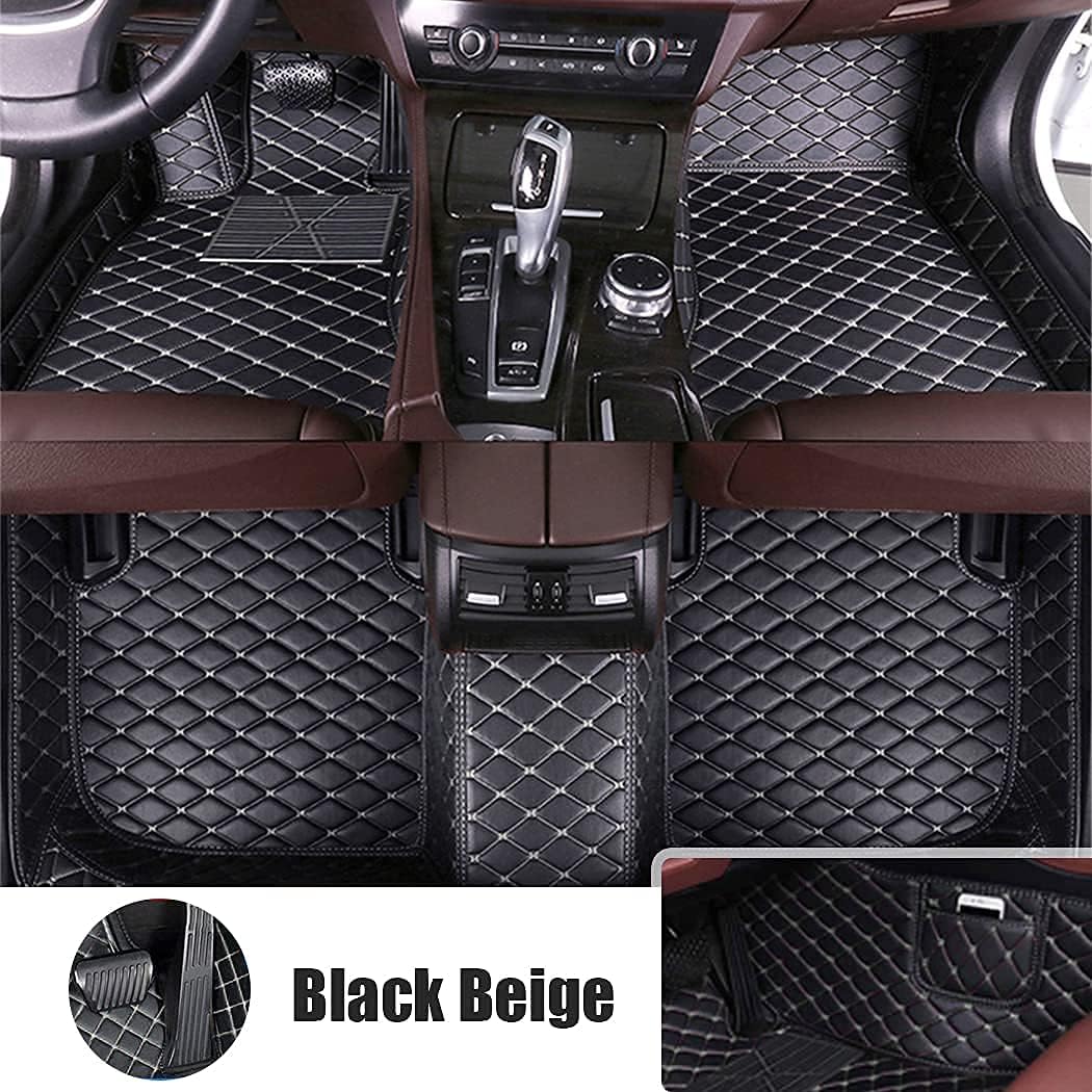 Awotzon Car Floor Mats Fit for X5 2019-2021,Leather All Weather Waterproof Protection Front & Rear Row Floor Liners with Pocket,Black red