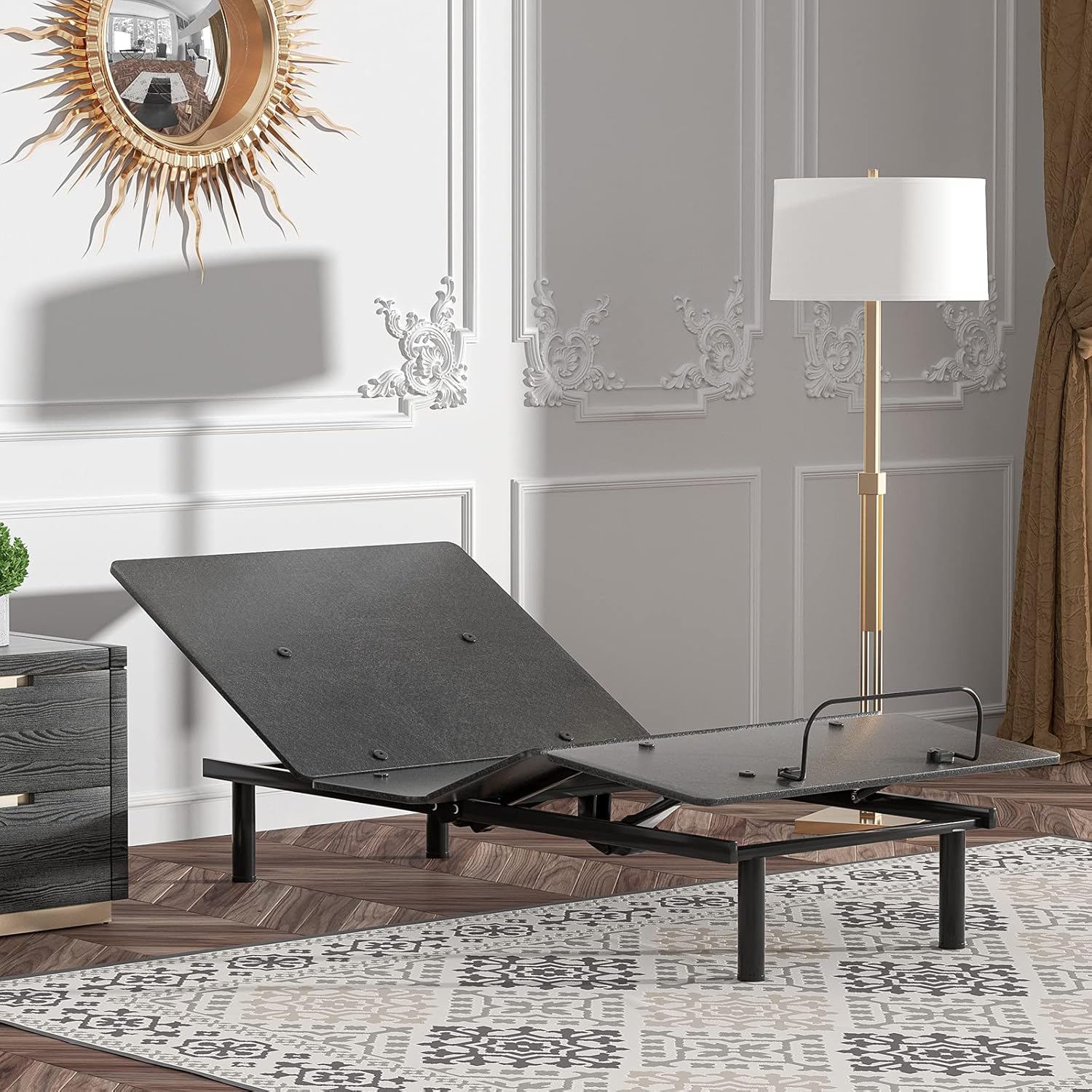 Cozy Castle Adjustable Bed Base, Adjustable Bed with Preset Positions and Three Legs Height, Adjustable Bed Frame, with Backlit Wireless Remote, Black, Twin XL