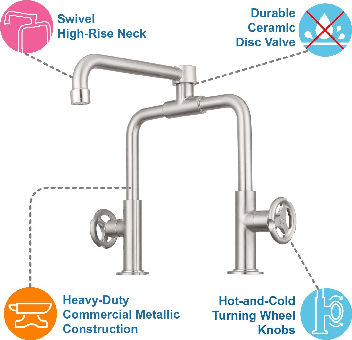 Pacific Bay Tenino Pot-Filler Kitchen Sink Faucet (Brushed Satin Nickel)