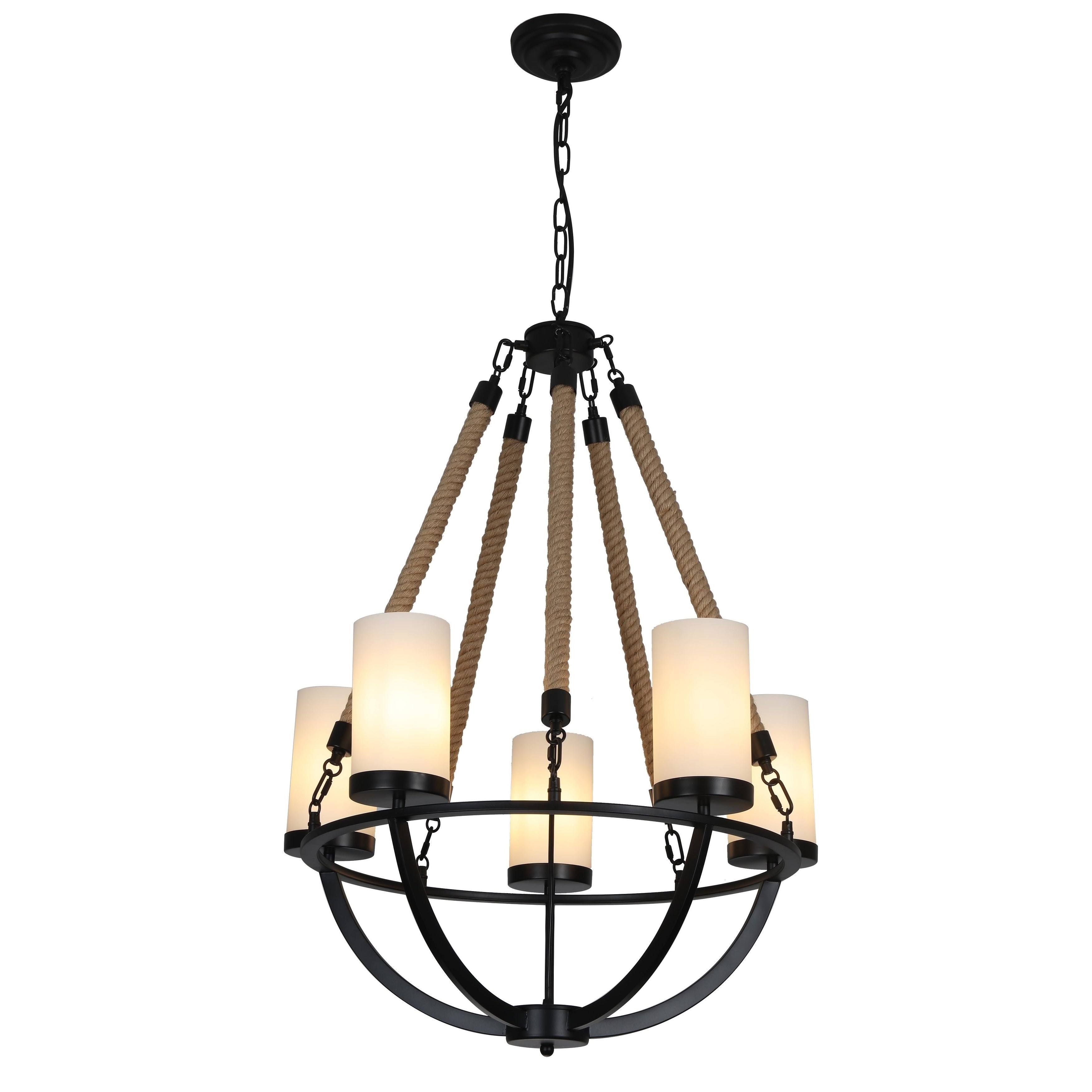 A Touch of Design 5-Light Rope Chandelier, Black