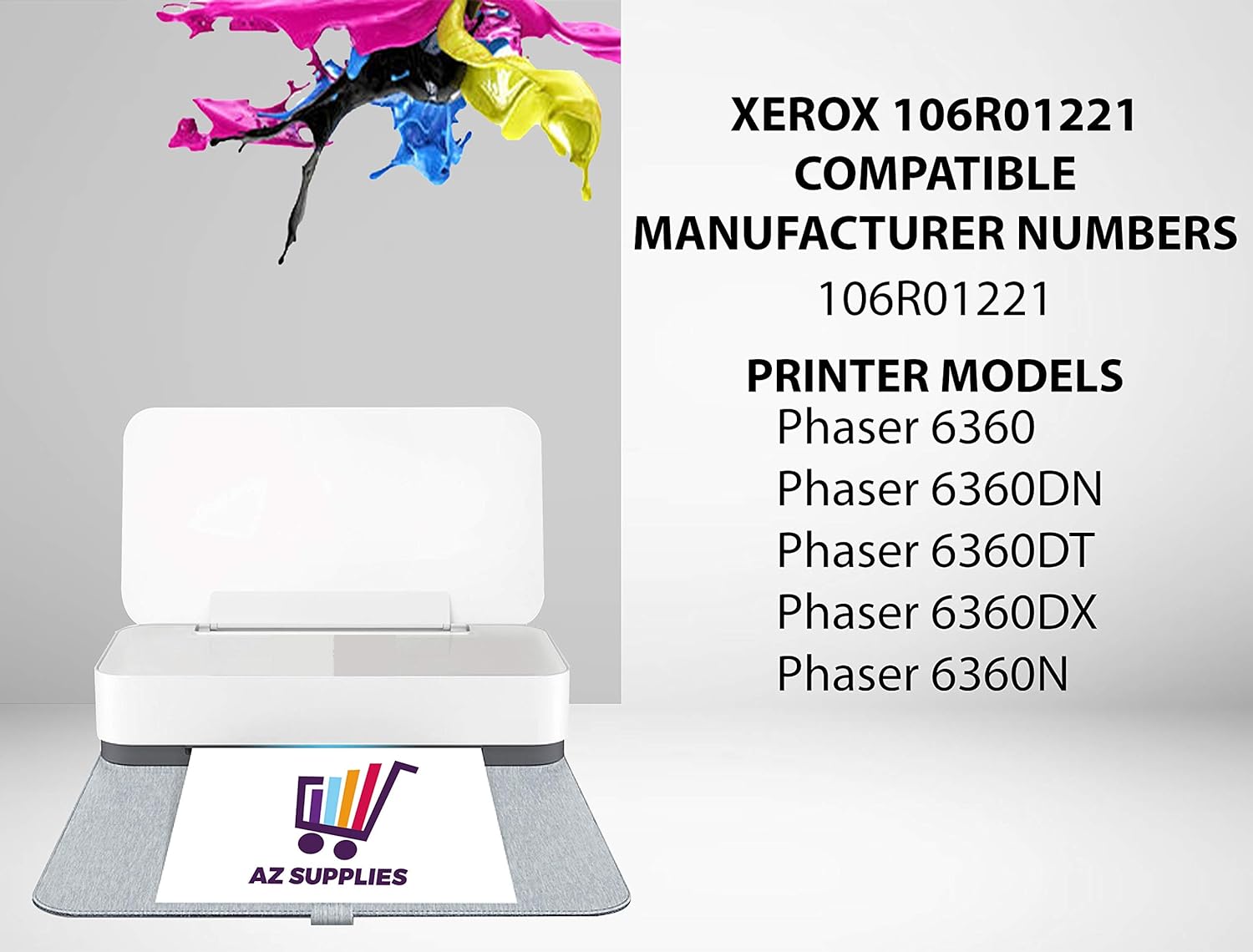 AZ Supplies Compatible Toner Cartidge Replacement for Xerox 106R01221 Phaser 6360 Phaser 6360DN Phaser 6360DT Phaser 6360DX Phaser 6360N Black 3 Packs Pack of 2