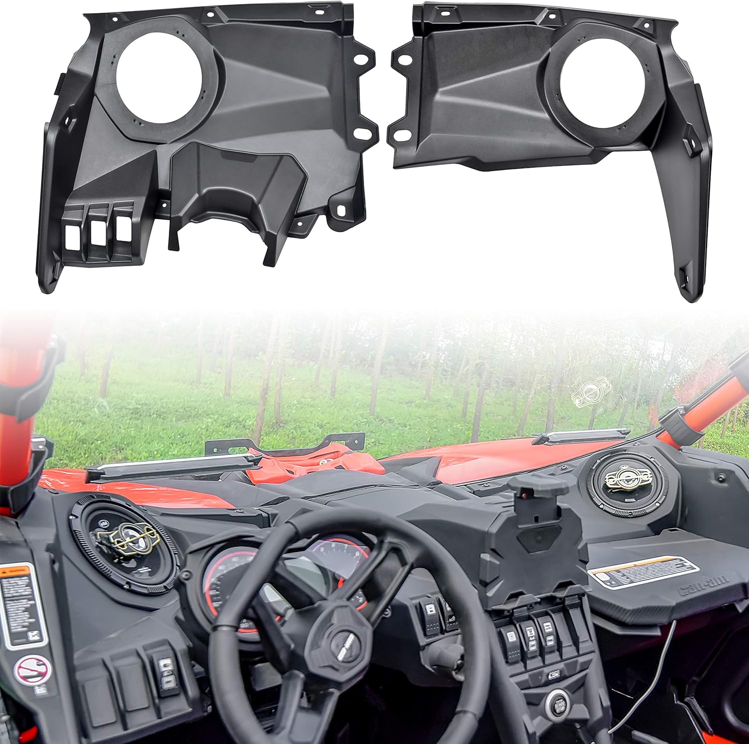 SAUTVS Front Dash Speaker Mount for Can Am X3, Front 6.5 inch Speaker Enclosure Panels for 2017-2022 Can-Am Maverick X3 / X3 Max Stereo System Accessories