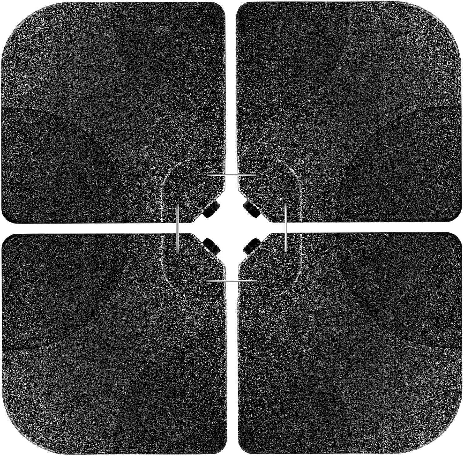 JEAREY 4-Pieces Heavy-Duty Umbrella Base Stand Cantilever Offset Patio Umbrella Stand Square Base Plate with Locking Black for Water or Sand (Black)