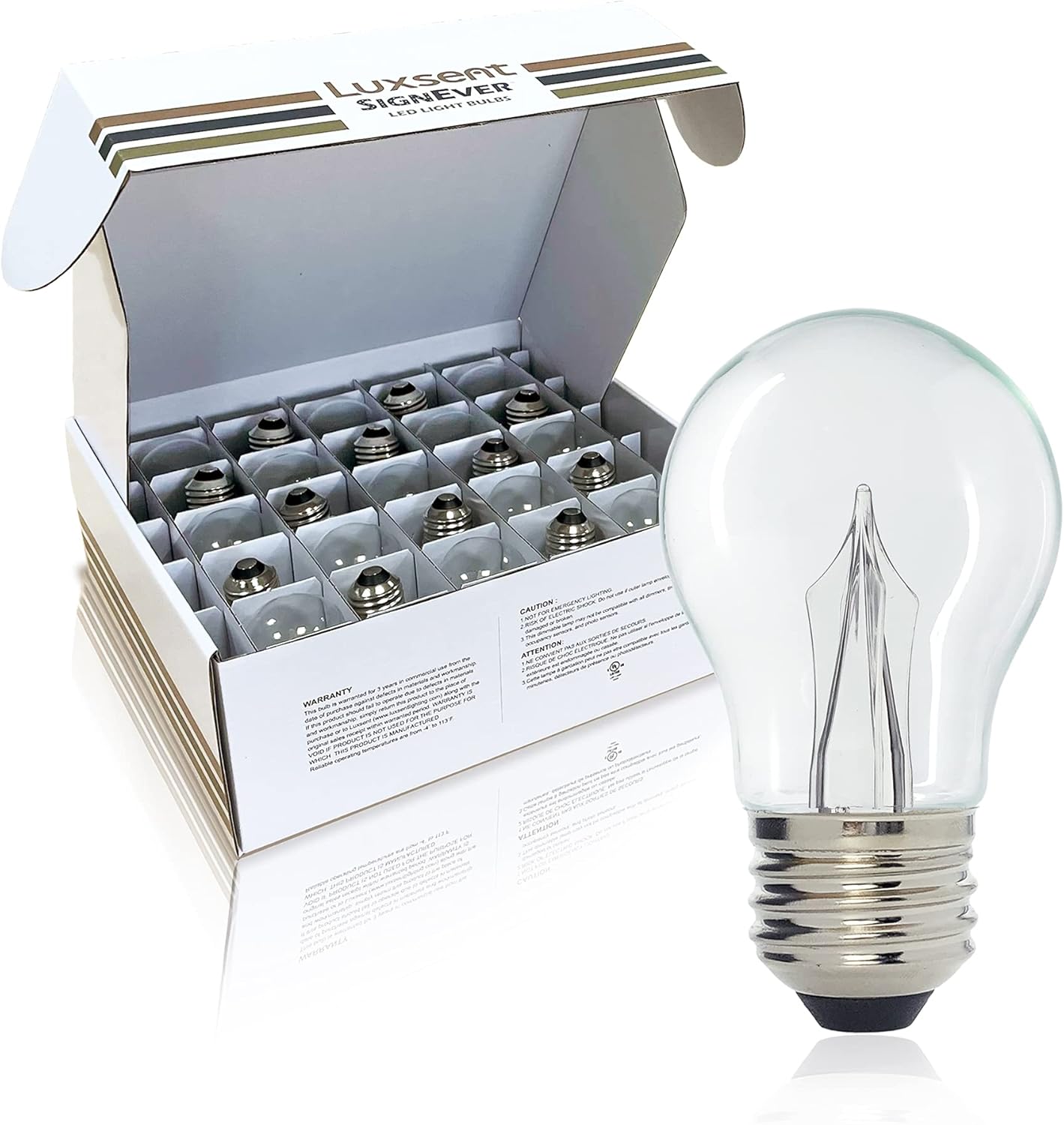 Patio / Marquee A15 LED Gentle Decorative Bulb, Warm White 2700K, Outdoor Waterproof Shatterproof, 1 W Low Wattage (10W Equivalent), E26 Medium Base, 25 Pack