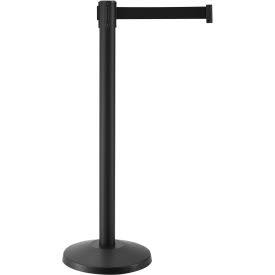 Global Industrial Retractable Belt Barrier, 40x22 Black Post, 7-1/2& Black Belt