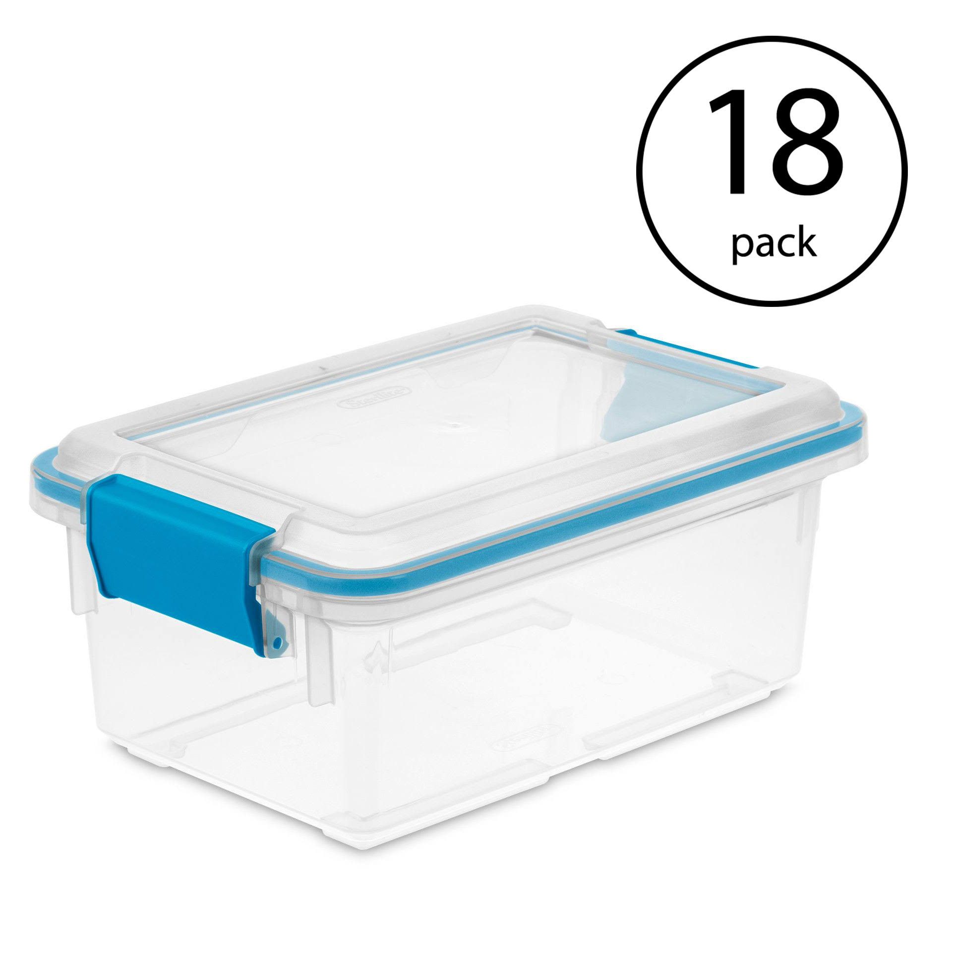 Sterilite 7.5 Quart Clear Plastic Storage Box u0026 Lid w/ Blue Latches (18 Pack)
