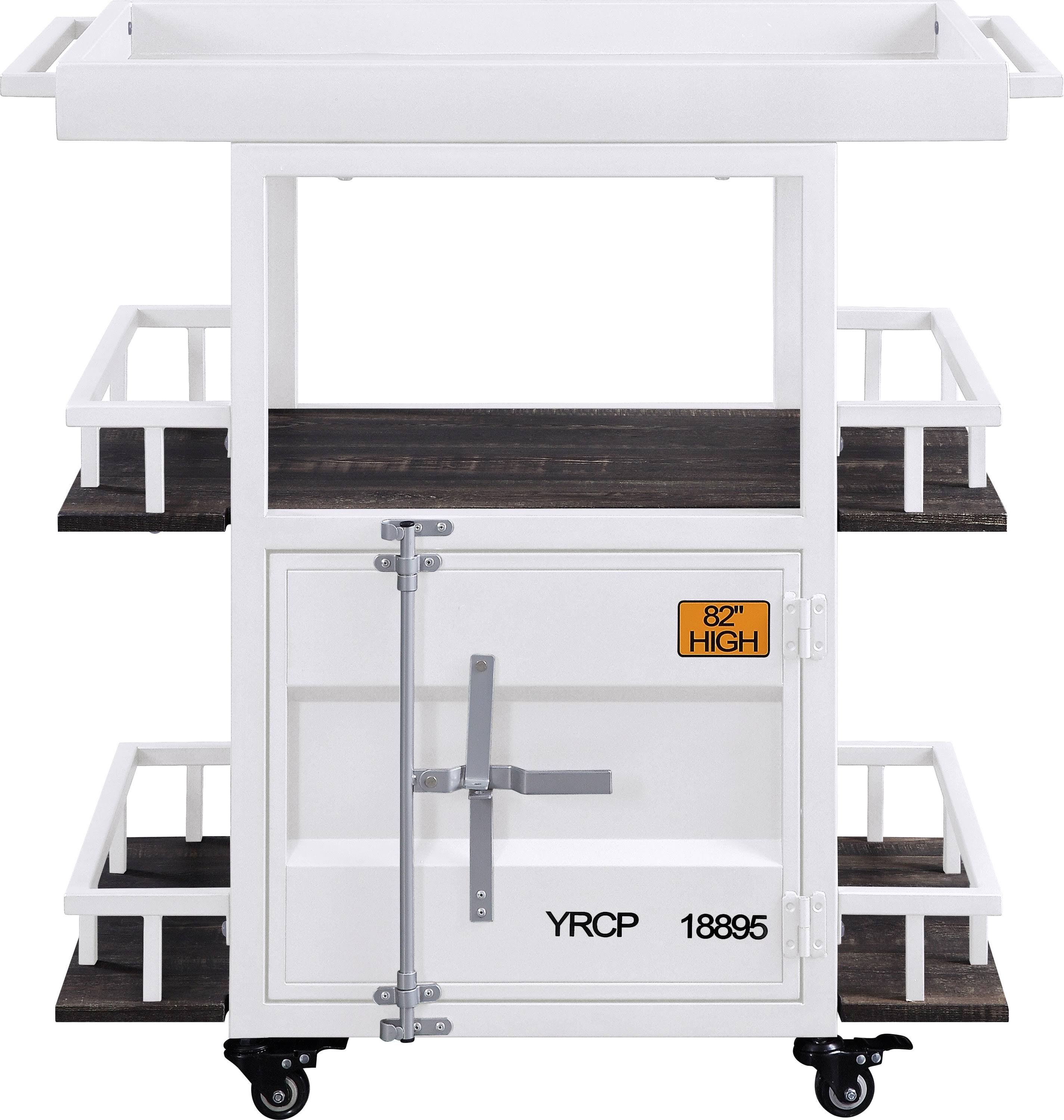 Acme Cargo Serving Cart Antique Walnut u0026 White