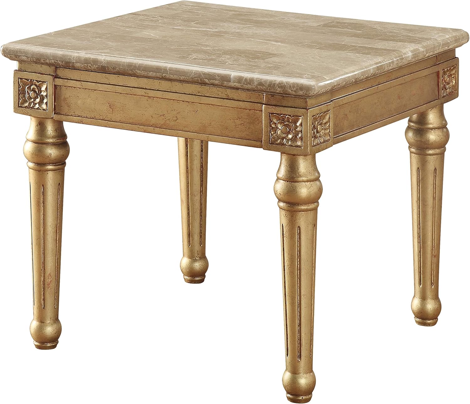 ACME Furniture Daesha End Table, Marble and Antique Gold