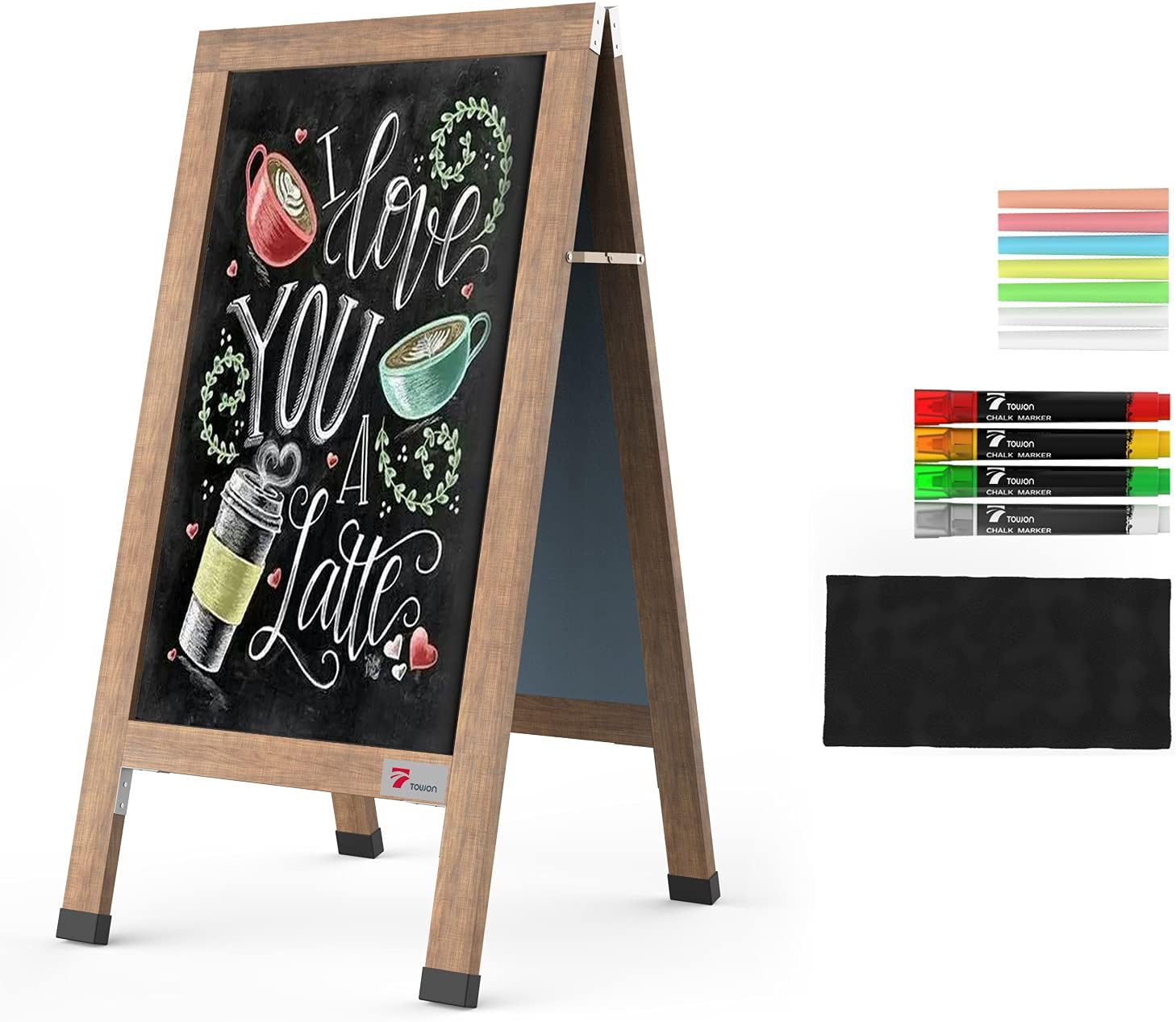TOWON Chalk Board, Chalkboard Signs with Double-Sided Magnetic Wooden A-Frame, Rustic Home D&eacute;cor, Outdoor Signs for Retail Display, Business or Wedding, Black, 40 x 20 Inches