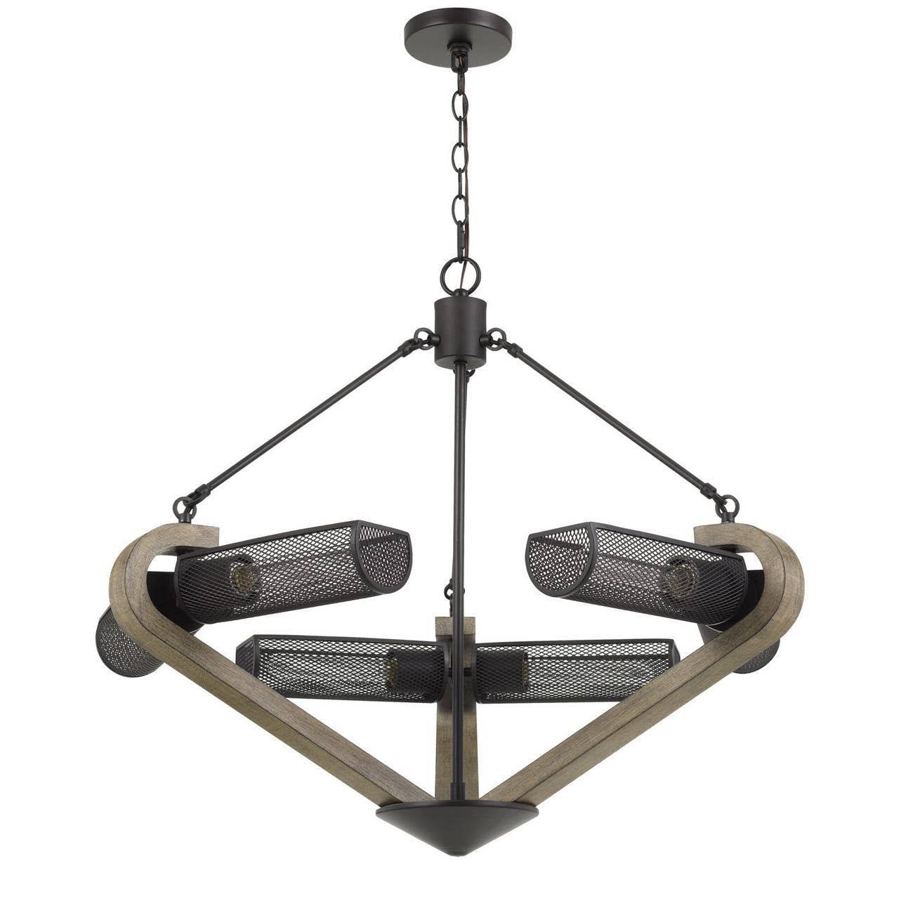 32x22 x 32x22 x 28x22 Metal/Wood Baden Chandelier with Mesh Shades Blacksmith - Cal Lighting 80559287