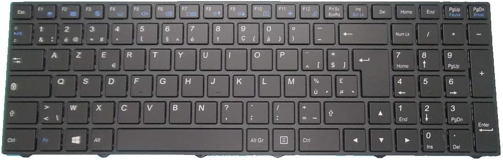Laptop Keyboard for CLEVO N250 CVM15F26B0J4308 6-80-N7500-240-1 Belgium BE Black with Frame and Backlit