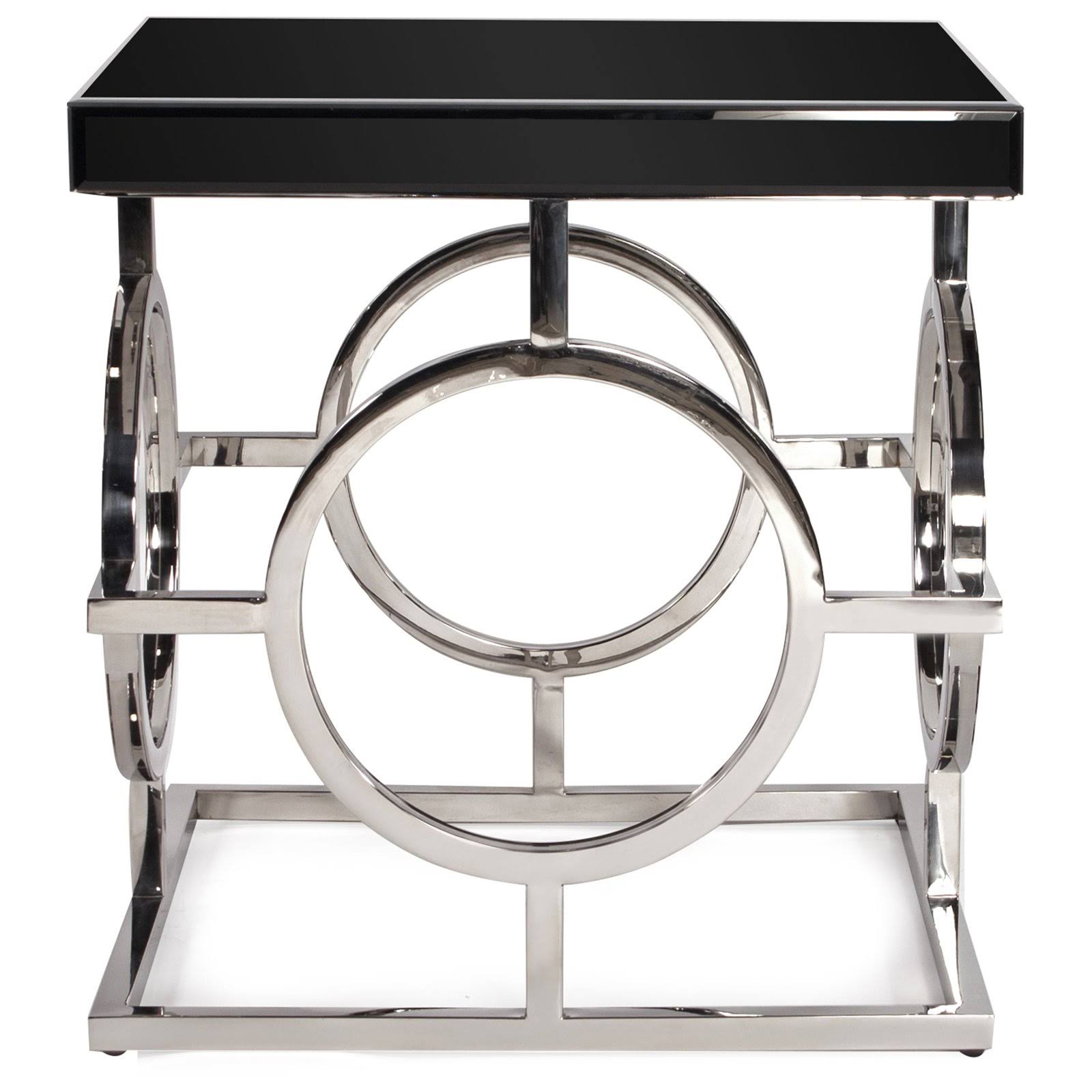 Howard Elliott Stainless Steel End Table with Black Top