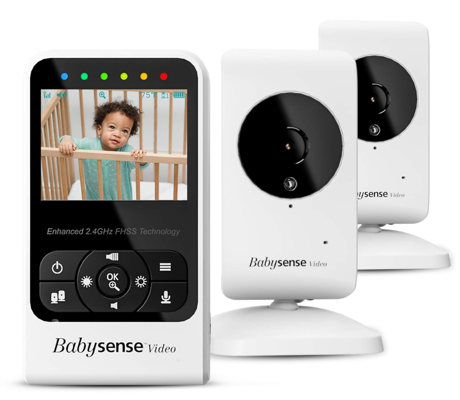 New Babysense Video Baby Monitor with Camera and Audio, Supplied with Two Cameras, Long Range, Room Temperature, Infrared Night Vision, Two Way Talk Back, Lullabies and White Noise, Model V24R_2