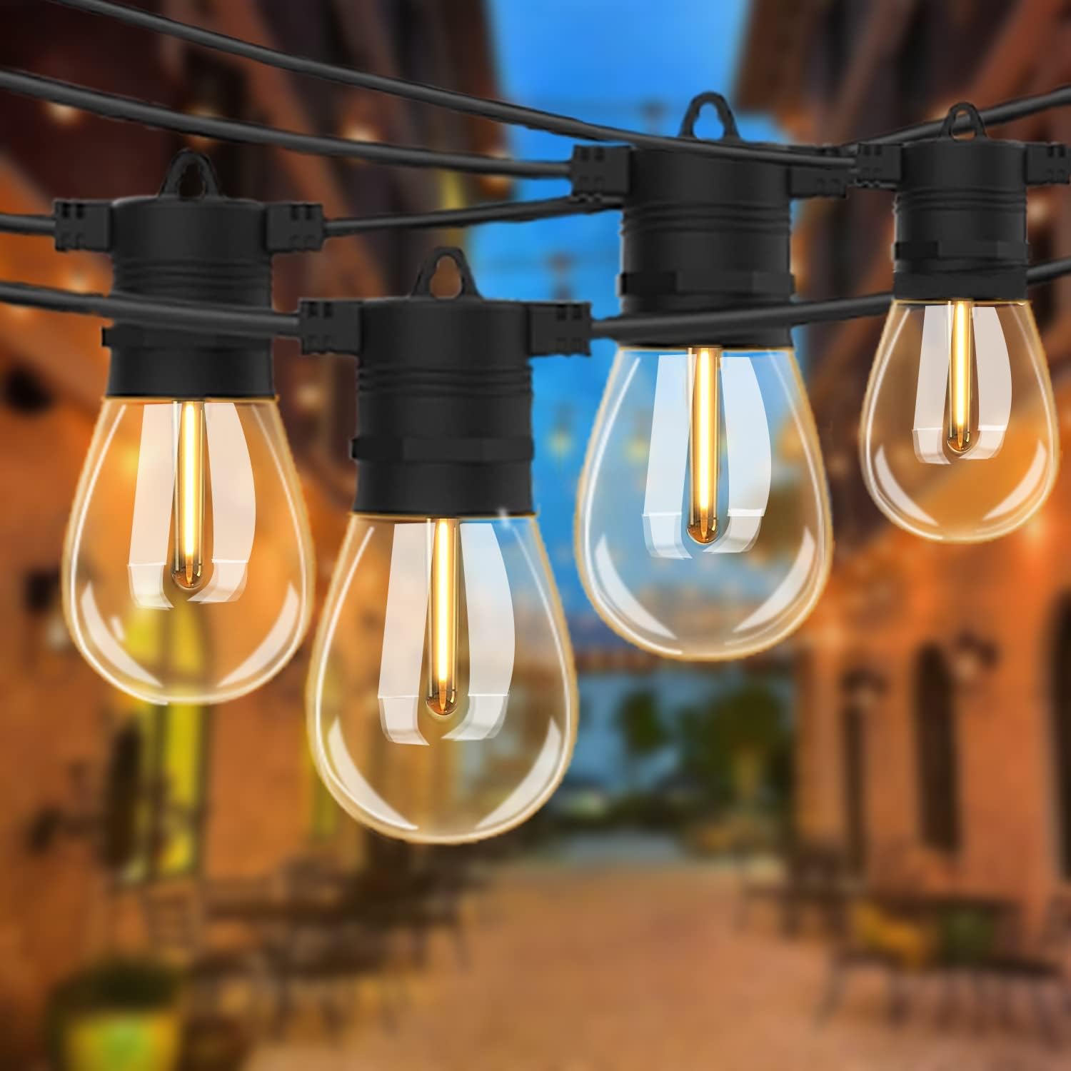 Outdoor String Lights LED 150FT, ZOTOYI Waterproof IP65 Patio Lights with 45+5 Vintage Plastic Bulbs, Dimmable Shatterproof Outside Lights for Bistro Balcony Backyard Garden Party , 2700K
