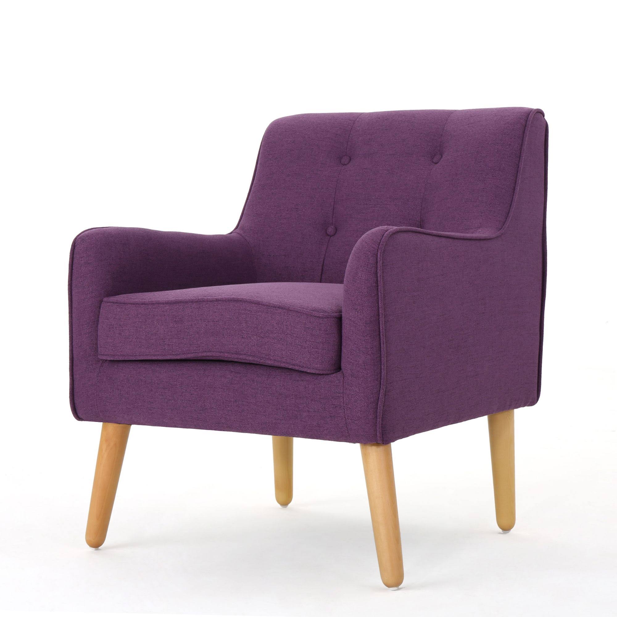 31x22 Purple and Beige Contemporary Tufted Back Armchair