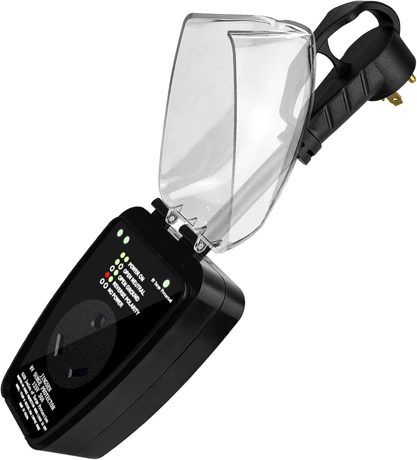 Jusen RV Surge Protector 30 Amp for Camping Full Protection (4100 Joules) with Waterproof Cover Power Protector with Circuit Analyzer and RV Surge Protection, 125V/3750W Pack of 2