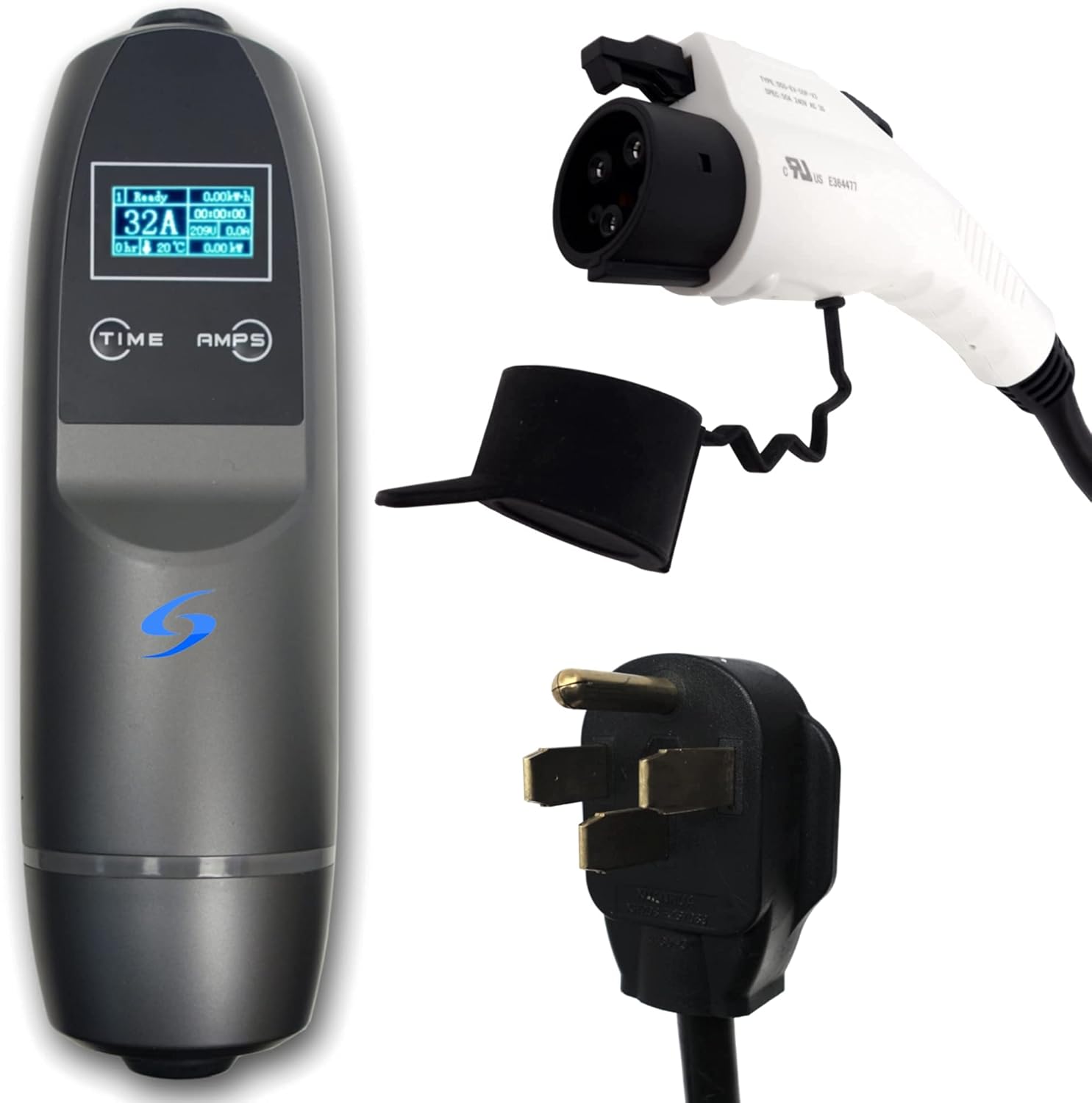 Inteset 10-32 Amp, Portable EV Charger, 240V, 25ft Cable, NEMA 14-50 Plug, J-1772 Connector, Bright OLED, Adjustable Start Time, Carrying Bag, Mounting Bracket, US-Support. Works with All US EVs