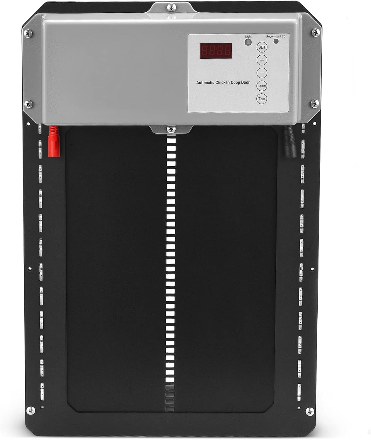 KACSOO Automatic Chicken Coop Door,Full Aluminum Doors with Light Sensor, Poultry Coop Door with Timer Control and Gravity Induction Protects Chickens from Being Crushed (Black)