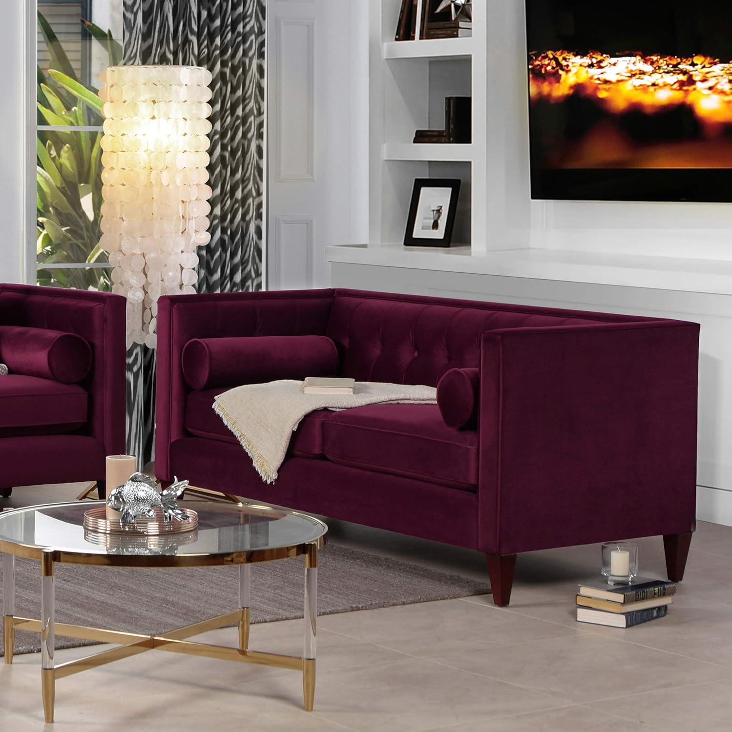 Jennifer Taylor Home Jack Loveseat, Satin Teal