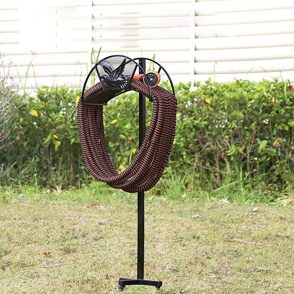 Garden Hose Holder Detachable Freestanding Water Hose Hanger Rustproof Metal Heavy Duty Hose Stand Reel Organizer for Outside Yard Pack of 2