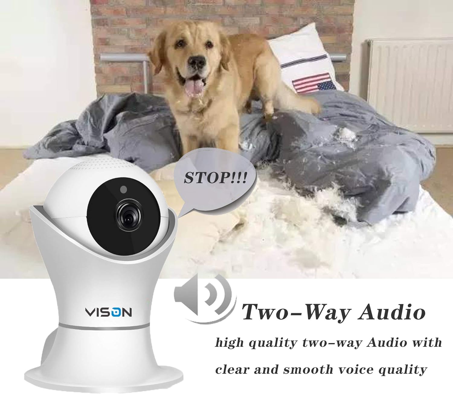HD 1080p Pet Camera，Dog Camera 360° Pet Monitor Indoor Cat Camera with Night Vision and Two Way Audio Pack of 2