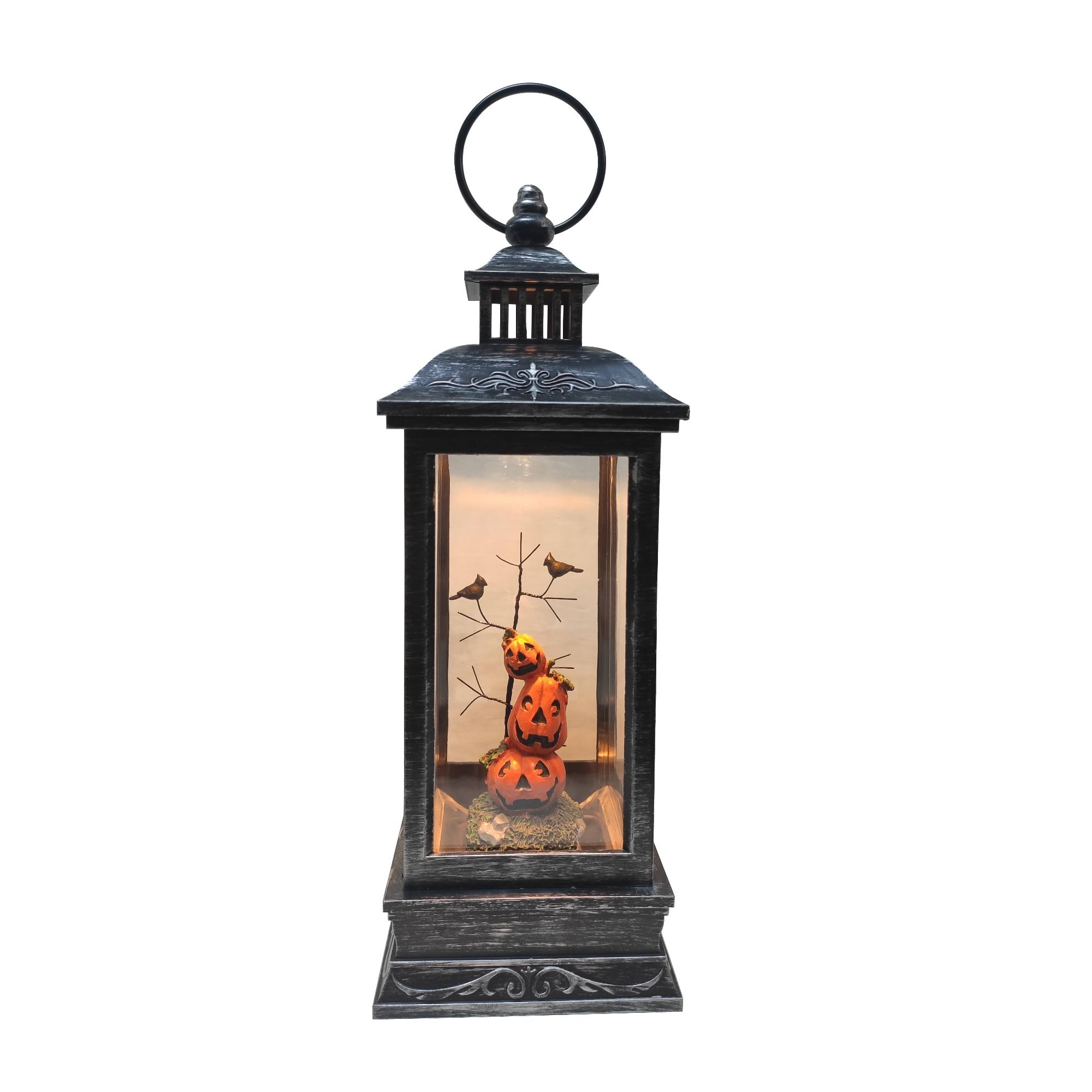 11x22 LED Lighted Halloween Lantern with Stacked Pumpkins