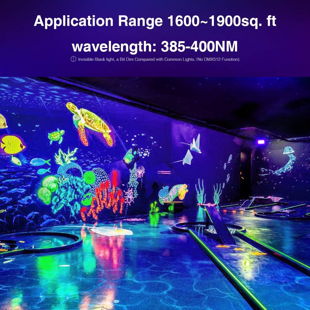 Onforu 2 Pack 100W LED Black Light, Blacklight Flood Light with Plug, IP66 Waterproof Black Flood Light Neon Glow for Glow Party, Halloween, Fluorescent Poster, Body Paint, Aquarium, Glow in The Dark