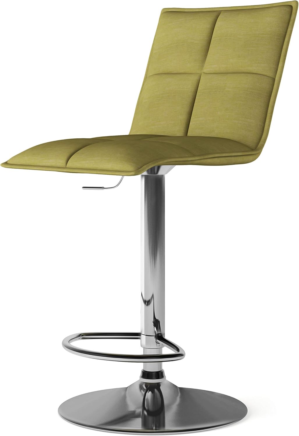SIMPLIHOME Nadia Contemporary Adjustable Bar Stool in Acid Green Linen Look Fabric, Square, Swivel, Gas Lift Adjustable Height, Contemporary Assembly Required