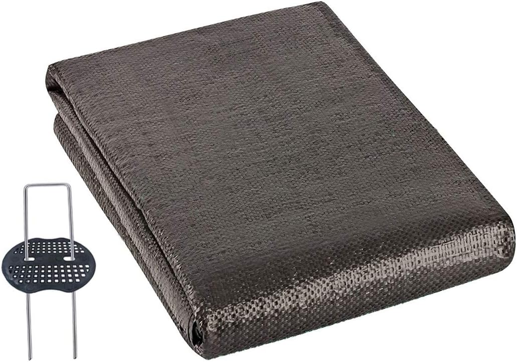 HHTHH Weed Barrier Fabric 3.3x6.5 FT Pro Weed Barrier Landscape Fabric for Your Garden with 6 Pcs Ground U Pins(6inch) and 6 Pcs Plastic Gaskets, Garden Fabric Heavy Duty Gound Cover Weed Mat Pack of 2
