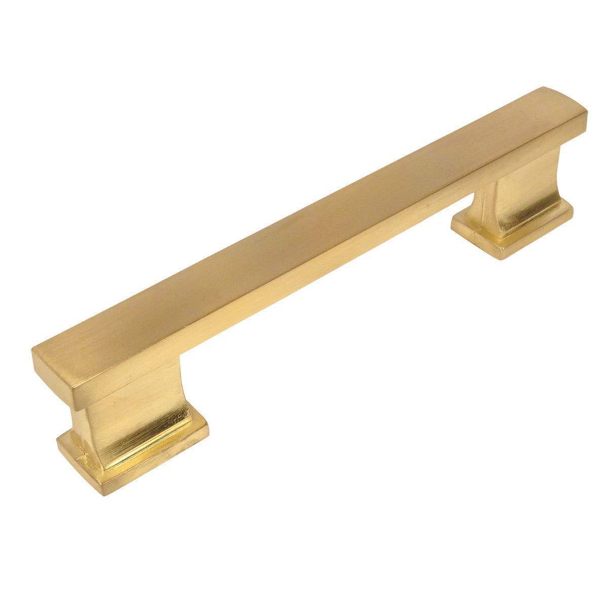 Cosmas 702-4BB Brushed Brass Contemporary Cabinet Hardware Handle Pull - 4x22 Hole Centers - 10 Pack