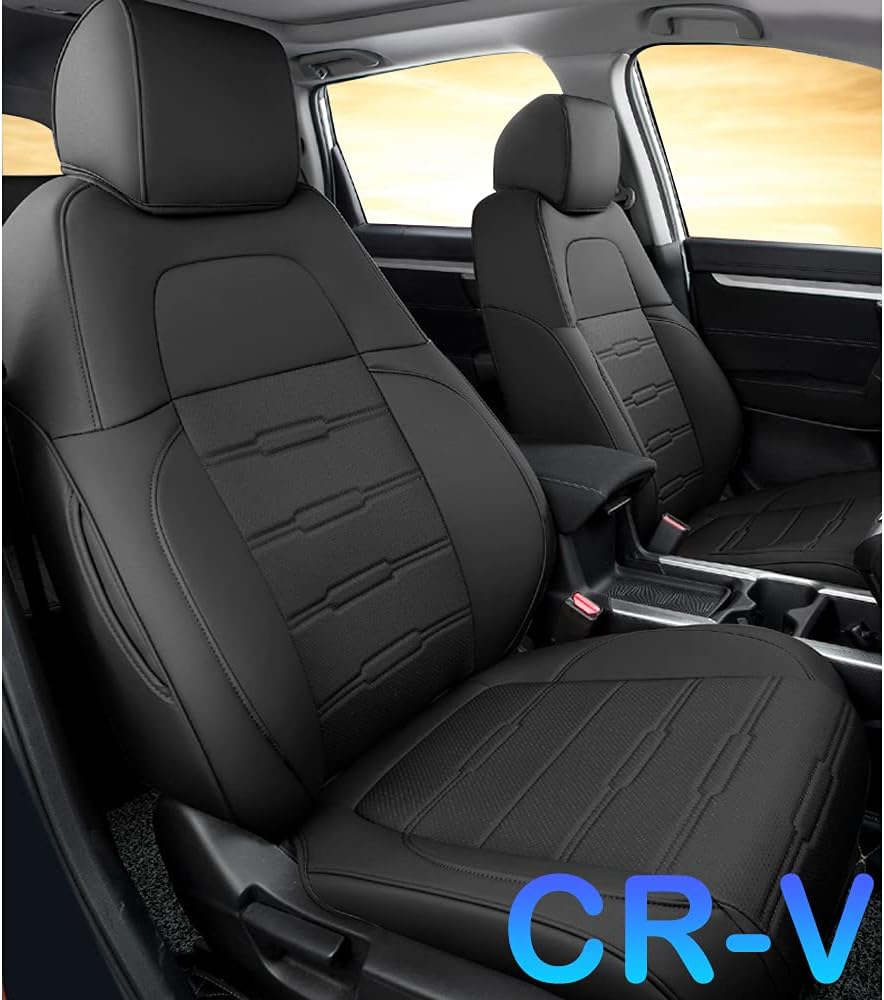 Custom Fit Car Seat Covers for Honda CRV LX EX EX-L 2017 2018 2019 2020 2021 Full Set Faux Leather Waterproof Seat Cover Vehicle Protection Compatible Airbag Automotive Interior Accessories