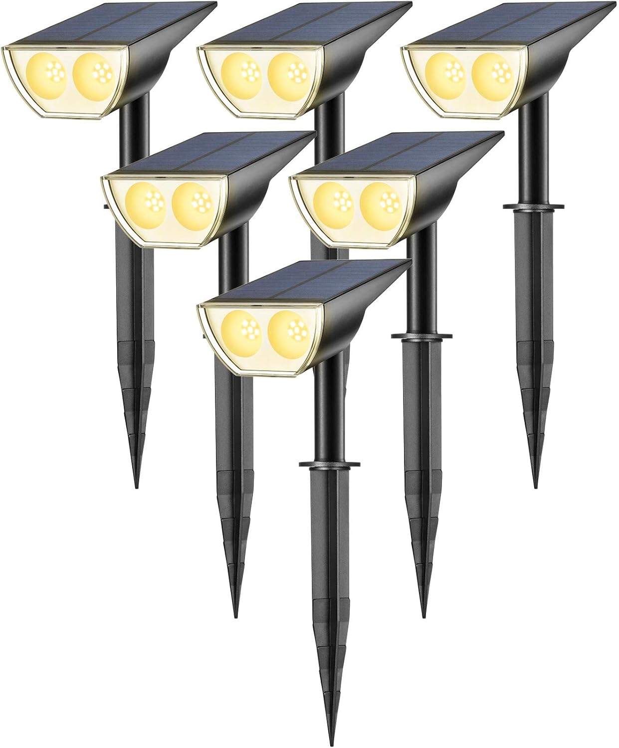 Compact Dusk-to-Dawn Solar Powered Landscape Spotlights, IP67 Waterproof 2-in-1 Decorative Lighting for Garden, Pathway, Patio Pack of 2